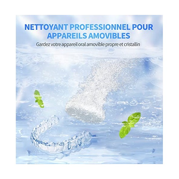 Tablettes de Nettoyage MitButy pour Prothèses Dentaires Partielles 120 Tablettes avec 1 étui de Bain et 1 Brosse - pour Gou