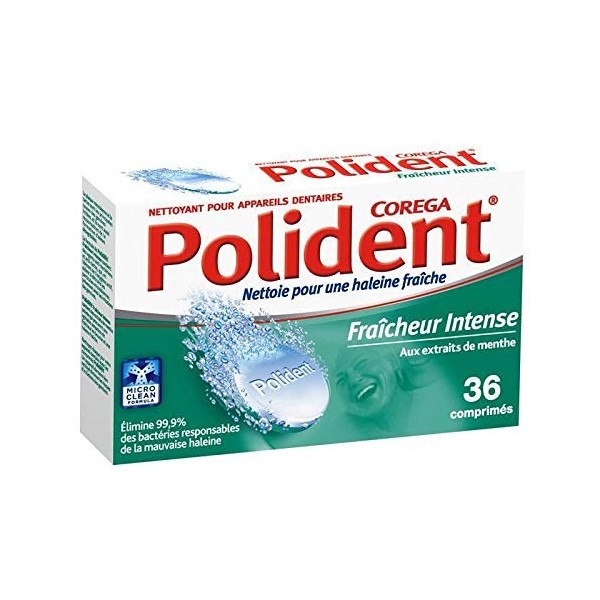 POLIDENT - Comprimés Nettoyant Fraîcheur Intense X36 - Lot De 4 - Offre Special