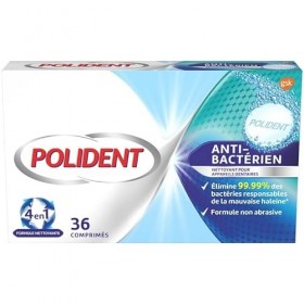 POLIDENT - 36 Comprimés Nettoyant Anti-Bactérien - Lot De 4 - Vendu Par Lot