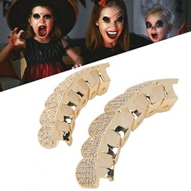 Dents de Diamant Grillz, Grilles En Cuivre Plaqué à Froid pour Vos Dents, Dents de Vampire Réutilisables pour Enfants Hommes 