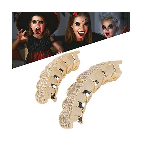 Dents de Diamant Grillz, Grilles En Cuivre Plaqué à Froid pour Vos Dents, Dents de Vampire Réutilisables pour Enfants Hommes 