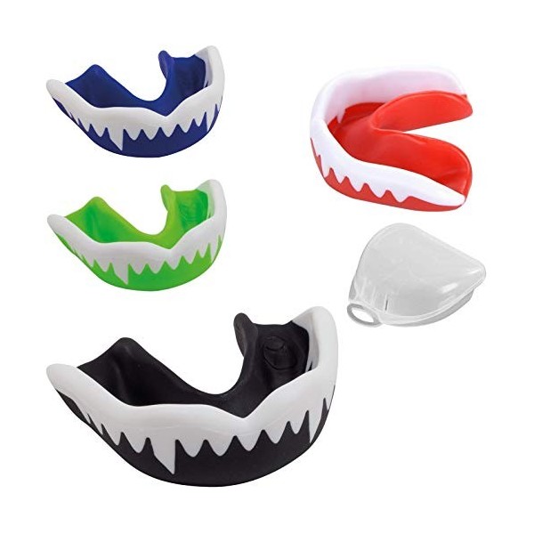 mmasport Lot de 2 protège-dents en gel pour homme et femme, non toxique avec étui anti-bactérien noir et blanc
