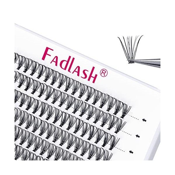 Cils Cluster FADLASH DIY 40 Root Extension Cils Individuels Volume Russe Cluster Faux Cils Individuelle Noir Mat Bouquet Cils