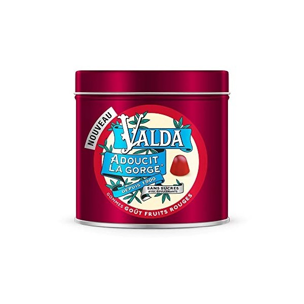 Valda Gommes Sans Sucres - Goût Fruits Rouges - Adoucit la gorge* - 140 g