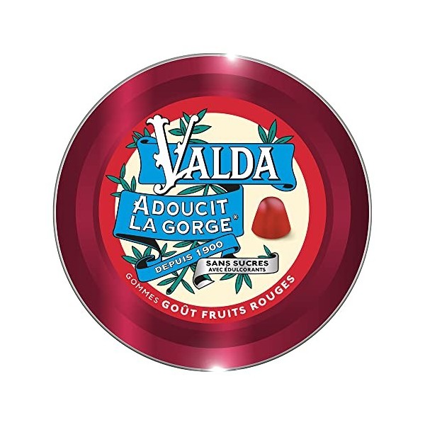 Valda Gommes Sans Sucres - Goût Fruits Rouges - Adoucit la gorge* - 140 g