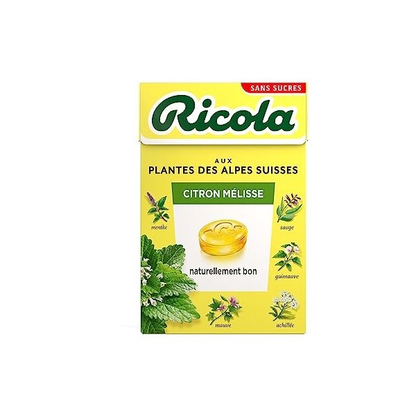 Ricola - Bonbons aux Plantes Suisses - Parfum Citron Mélisse- Gourmand et Rafraîchissant - Sans Sucres - Lot de 20 Boîtes de 