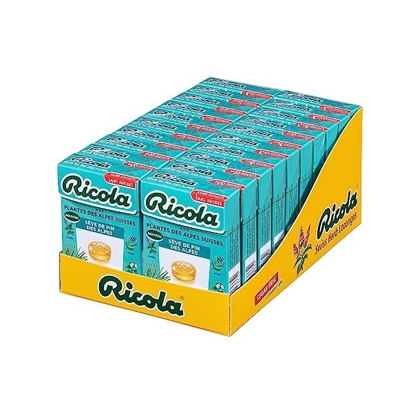 Ricola - Bonbons aux Plantes Suisses - Parfum Menthe des Montagnes - Rafraîchissant - Sans Sucres - 20 Boîtes de 50g