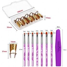 Ysmorla 18pcs Chablons pour Ongles Réutilisable, Formes Nail Art Guide Nail Art Conseils Extension Formulaires avec Brosses à