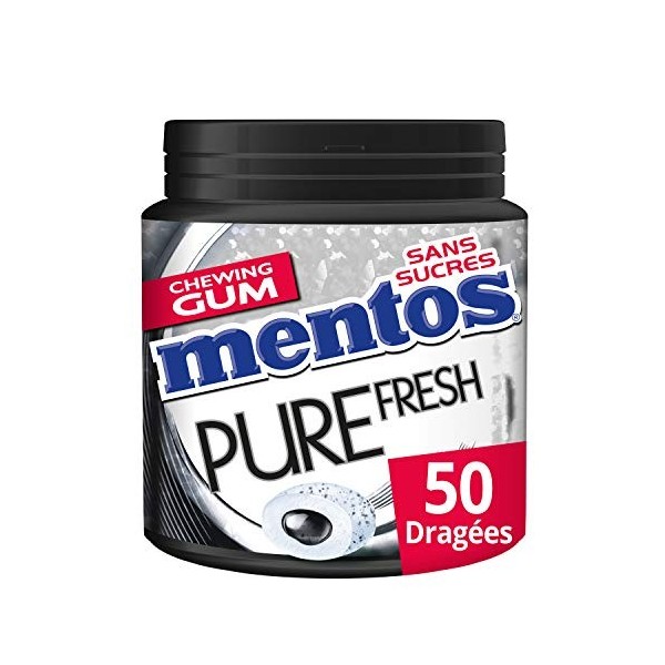 Mentos Chewing-Gum Mentos Pure Fresh Menthe Réglisse- Chewing-Gum Sans Sucres, 50 Dragées, 100g