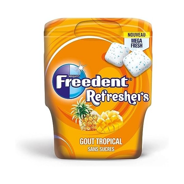 FREEDENT REFRESHERS - Chewing-gum goût Tropical - Boîte de 30 dragées - Préparez la rentrée - 67g