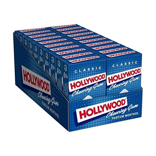 Hollywood Chewing Gum Classic - Parfum Menthol - Arômes Naturels - Lot de 20 paquets de 20 dragées 28 g 