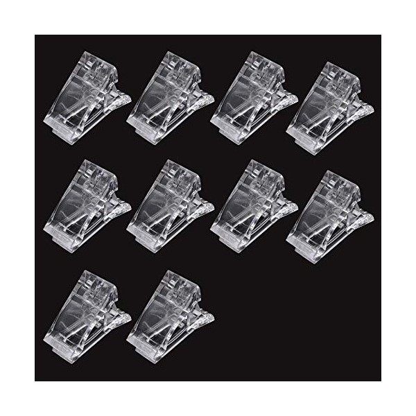 Lot de 10 clip transparent ongles Extension De Ongles pinces à ongles transparentes en polygel à montage rapide pour manucure