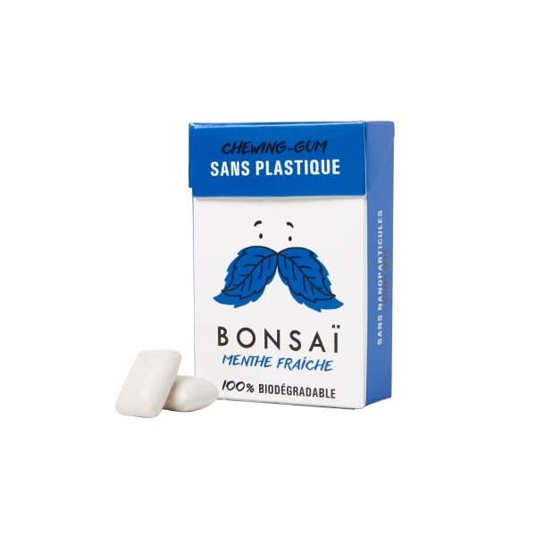 Bonsaï Chewing-gums naturels sans plastique et 100% biodégradables | Pack de 20 boites 200 pièces | Arômes naturels de ment