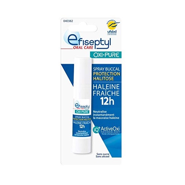 Efiseptyl - Spray Buccal Protection Halitose Oxi-Pure - Haleine Fraîche 12h - Efficacité Prouvée - Sans Sucre et Sans Alcool 