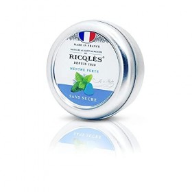 Ricqlès -PASTILLES MENTHE SANS SUCRES- Haleine Fraîche, Mal des transports-Goût menthe poivrée -NOUVELLE FORMULE-Boîte en mét