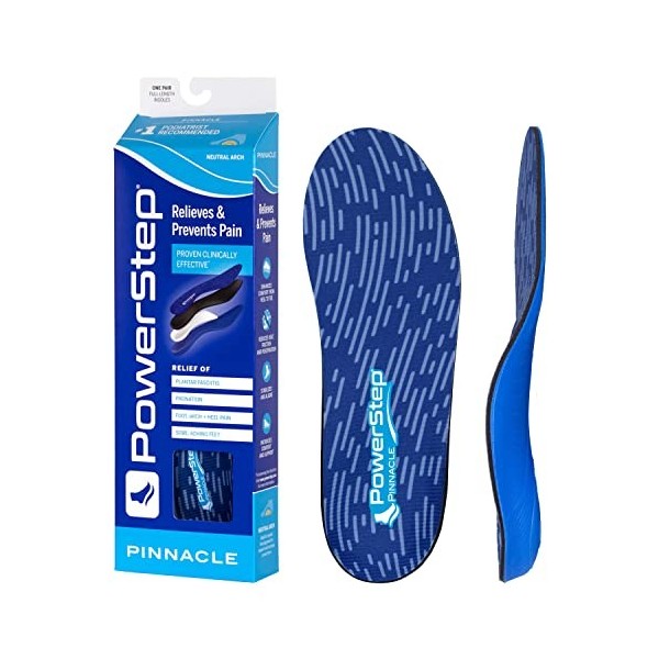 Powerstep Pinnacle Shoe Insoles - Shock-Absorbing Arch Support and Cushioning for Plantar Fasciitis