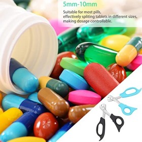 2 Pièces Ciseaux Diviseurs de Pilules Coupe-Ciseaux à Pilules avec Lame en Acier Inoxydable et Poignée Ergonomique pour Dosag