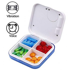 Winnes Distributeur de pilules,Boîte à Pilules Pilulier électronique avec 5 alarmes sonores pour Les vitamines/Huiles de pois