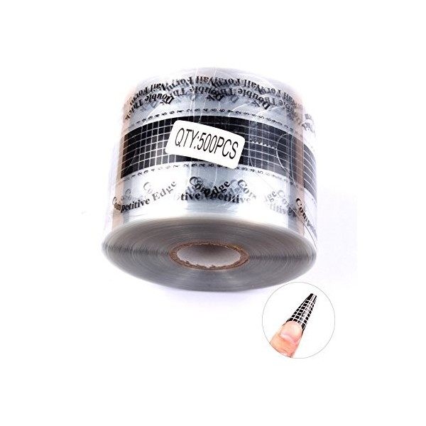 FingerAngel Lot de 500 formes autocollantes pour nail art en acrylique et gel UV Noir transparent