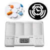 BrilliantDay Distributeur de pilules Alarme Portable, Distributeur Automatique de Pilules Rond Hebdomadaire Electric Pill Org