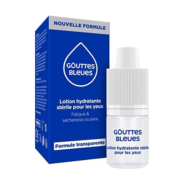 Gouttes Bleues - LOTION HYDRATANTE STERILE POUR LES YEUX - Fatigue - Sécheresse Oculaire - 10 ml