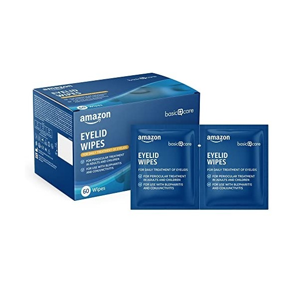 Amazon Basic Care Lingettes Nettoyantes pour les Paupières pour le Traitement Péri-oculaire chez les Adultes et les Enfants, 