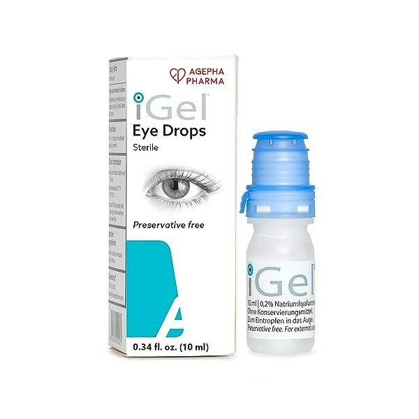 Gouttes pour les yeux secs et lentilles de contact IGel® | Larmes artificielles pour les yeux rouges et irrités | Gouttes pou