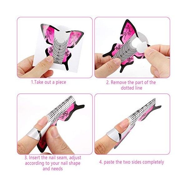 Jubaopen 400 pièces de papier extension ongles, Auto-Adhésif Ongles Forme Nail Art Extension Stickers pour extension dongle 