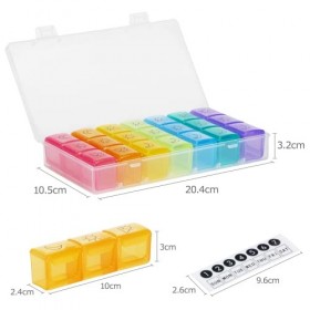 Billybath Pilulier 7 Jours, Semainier Petit Matin Midi Soir, Pilulier Portable Avec Trois Grands Compartiments Séparés Pour M