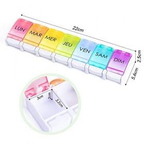 Opret Pilulier Semainier Français 7 Jours - Boîte à Pilules Boîte à Médicaments au Design Unique Facile à Ouvrir Boîte à Pilu