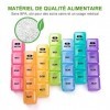 SUKUOS Pilulier Semainier Français 7 Jours 4 Fois Matin Midi Soir Nuit avec PU Sac 28 Compartiments Multicolores, pour vitami