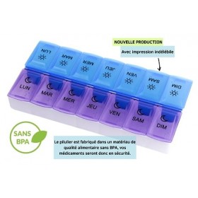 MEDIPILL - MED-S14 Pilulier Semainier FRANCAIS - une pièce - 7 Jours Matin et Soir - 14 Compartiments - Pilulier Hebdomadaire