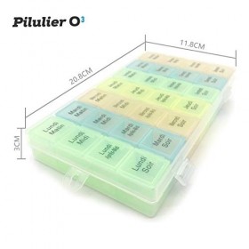 O³ Pilulier Semainier Francais Matin Midi Soir-Boite Medicaments 7 jours