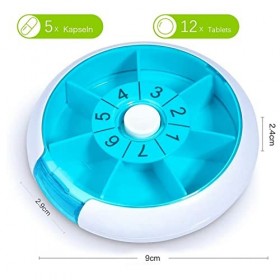 Pilulier Semainier, Pilulier Journalier 7 Jours, Semainier Medicament, Vitamines Conteneur Pilulier Distributeur de Pilules M