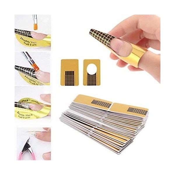 200 pièces Nail Art Conseils Extension Stickers,Auto-Adhésif Ongles Forme Avec numéro,pour extension dongle acrylique gel UV