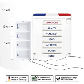 Boîtes à médicaments Kerpers® 7 jours avec 4 compartiments chacune - boîte à comprimés, tour à médicaments, pilulier, distrib