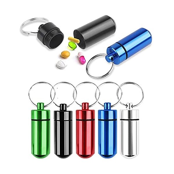 Petit Contenant à pilules,porte-pilules en aluminium,Boîte à Pilulier en Aluminium Mini Bouteille,Porte-clés Porte-Pilule éta