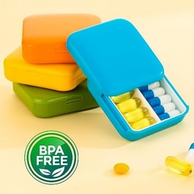 Lot de 4,Petite Boite Pilulier,Pilulier Journalier,Boite a Pilule Portable avec 2 compartiments,Mini Pilulier de Poche,Boite 