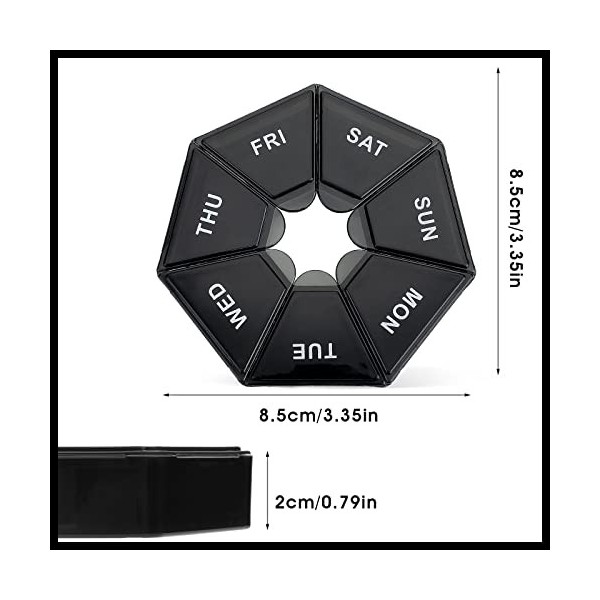 WLLHYF Pilulier hebdomadaire 7 jours - Pilulier quotidien - Pilulier de voyage portable - Planificateur de médicaments - Dist