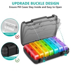 Fullicon Pilulier de voyage 7 jours 3 fois, pilulier hebdomadaire avec grand compartiment, boîte de rangement quotidienne pou