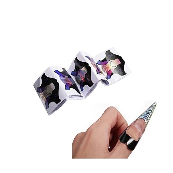 BDHI 100 pièces ongles formes autocollant auto-adhésif ongles modélisation pochoirs acrylique Extension Guide Nail Art UV Gel