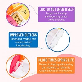 Cartee Pilulier hebdomadaire | Facile à ouvrir 2 fois par jour | Boîte à médicaments de voyage avec bouton poussoir Pop Open 