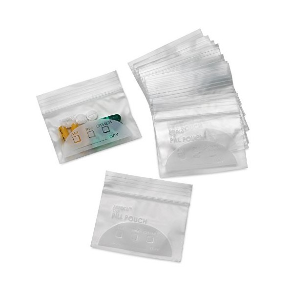 Sachets Individuels pour Pilules et Comprimés - Paquet de 100 3" x 2.75" Pochettes en Plastique pour Médicaments de Voyage 