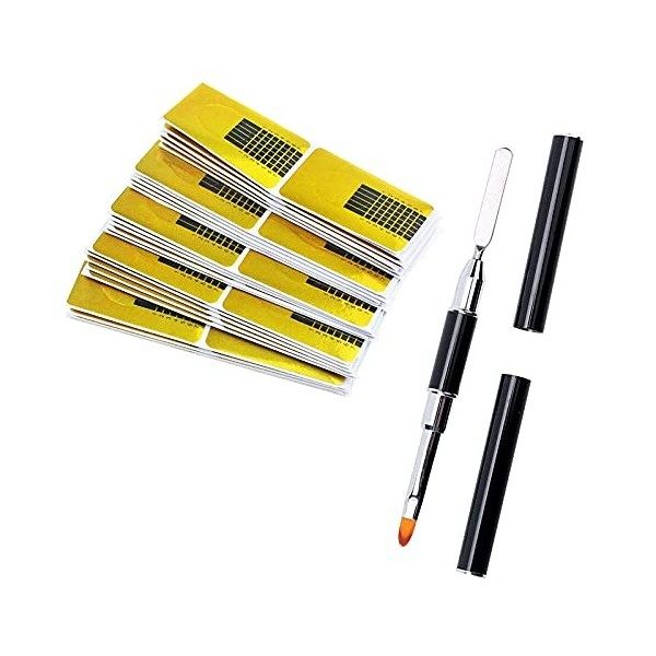 TouGod Lot de 200 rouleaux de papier dextension et 1 stylo à ongles, pour reconstruction des ongles, reconstruction des ongl