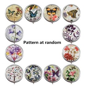 Lot de 2 boîtes à médicaments rondes en métal motif aléatoire 