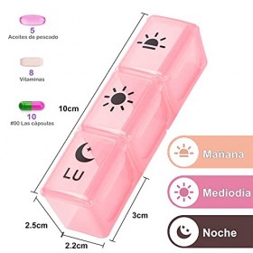 GeekerChip Boîte à pilules hebdomadaire 7 jours,boîte à pilules hebdomadaire espagnole 3 coups Grand distributeur de comprimé