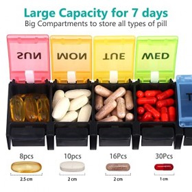 Fullicon Pilulier hebdomadaire, 7 jours pour vitamines et compléments, grande boîte à médicaments, facile à ouvrir, organiseu
