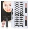 URAQT Faux Cils Magnétique Eyeliner Kit, 12 Paires, 3D Naturel Faux Cils, Cils Magnétiques avec Eye-liner, Imperméable et san