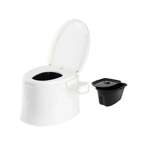 NEDLON Toilette Portative avec Siège, Couvercle, Poignées Et Porte-Rouleau, Bassin Compact Crachoir Unisexe Pot De Chambre po