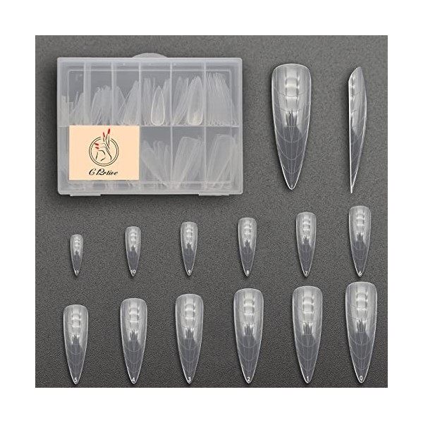 C12rtive Lot de 120 formes dongles doubles en gel à motif damande - Réutilisables - 12 tailles - Pour nail art et salon